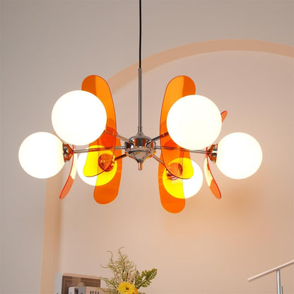 Suspension Florale Métal Verre | Câble Réglable Abat-jour Verre | Série Éclat
