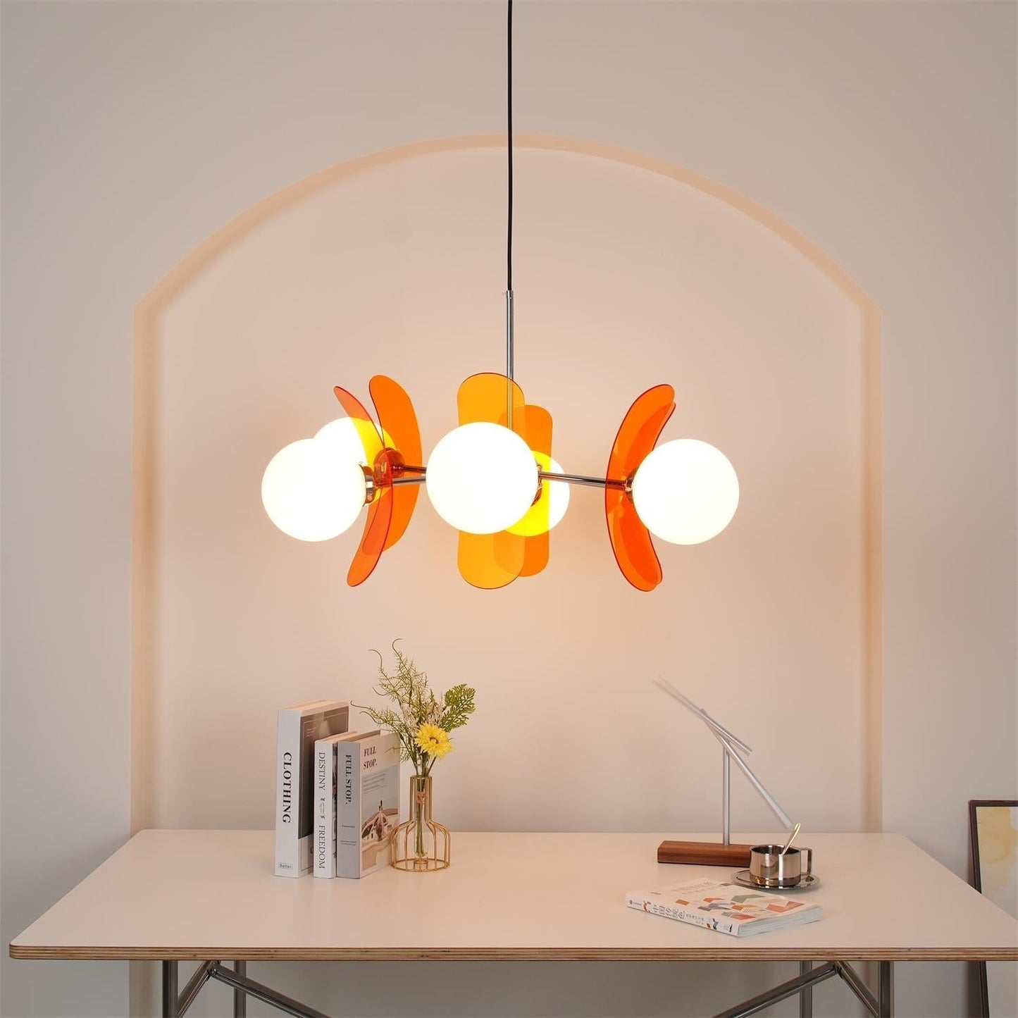 Suspension Florale Métal Verre | Câble Réglable Abat-jour Verre | Série Éclat