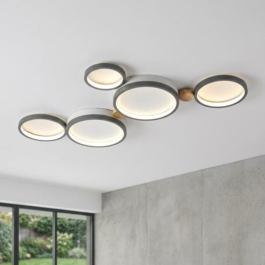 Plafonnier Rond Métal et Bois | LED Intégrée 3000K | Série Élégance