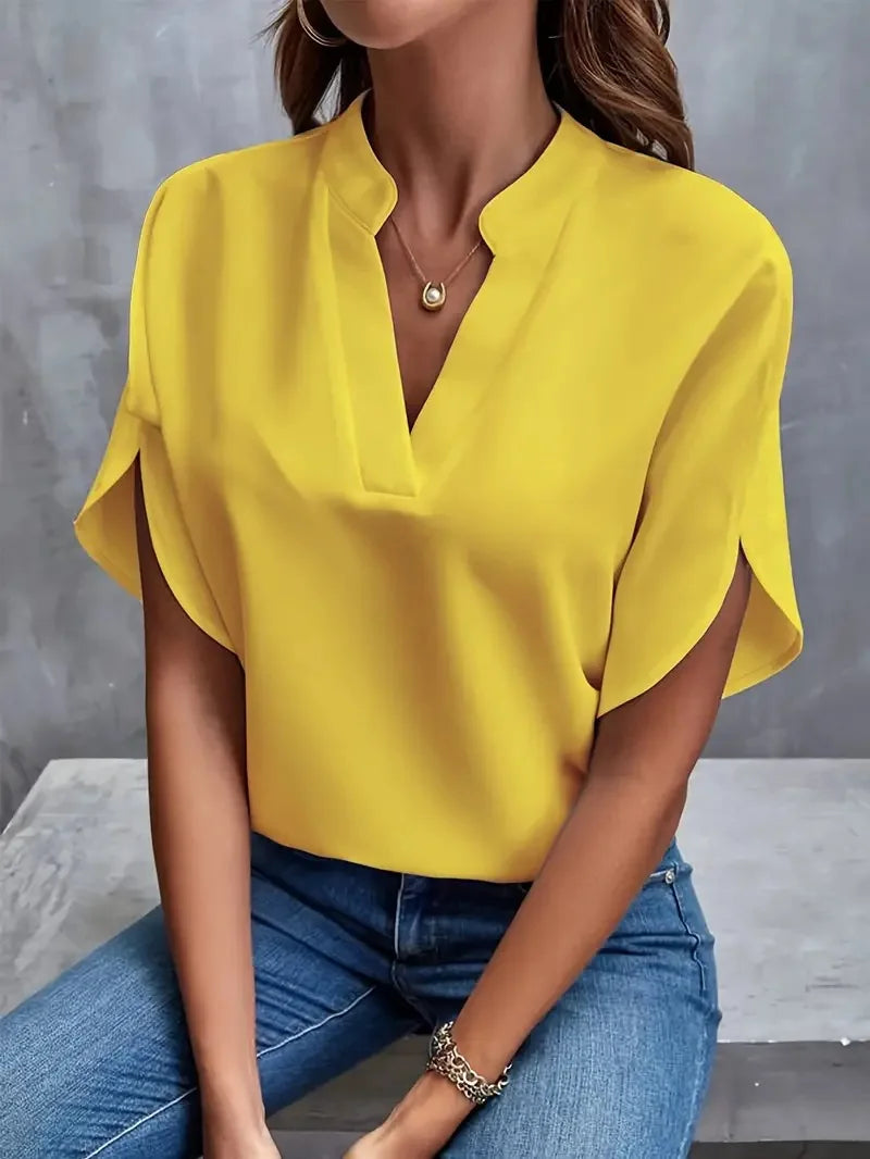 Blouse Fluide Décolleté en V | Chiffon Léger | Élégance Polyvalente | Série Éclat