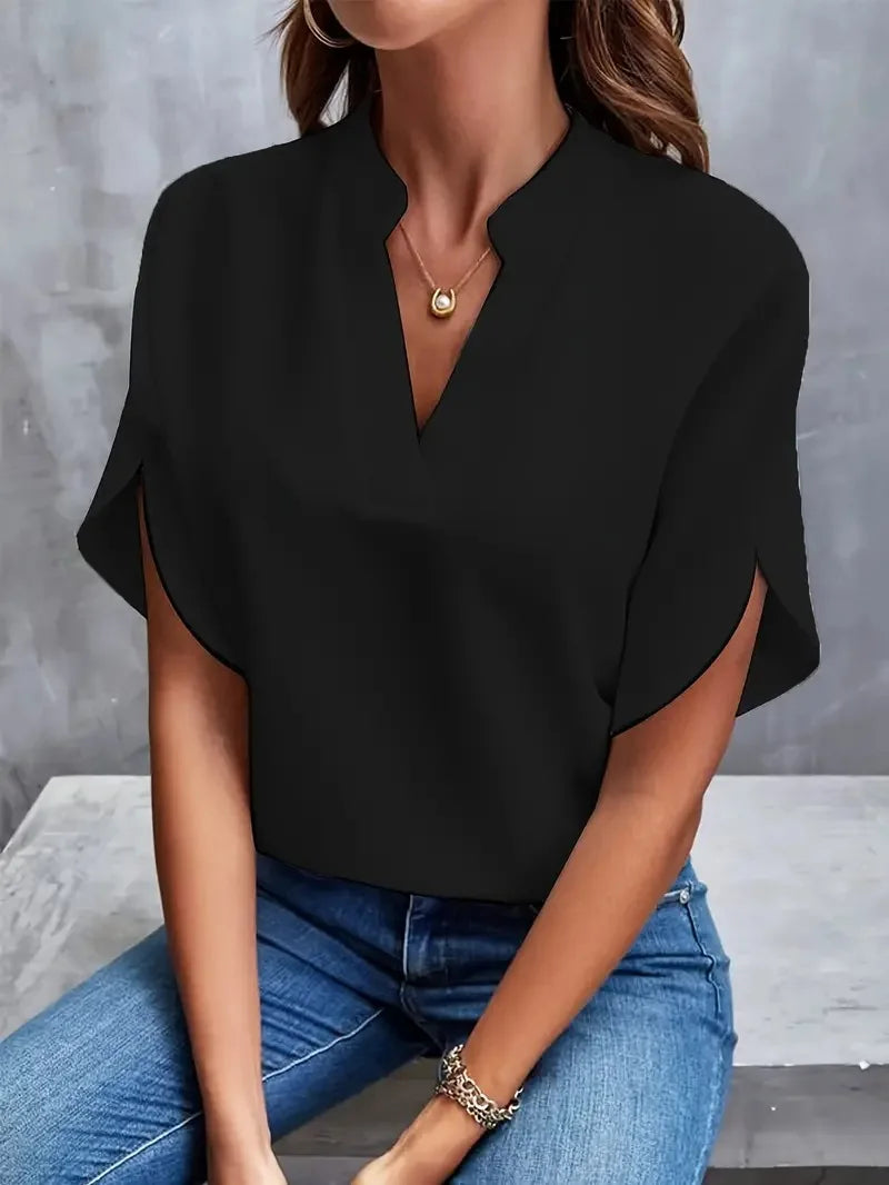 Blouse Fluide Décolleté en V | Chiffon Léger | Élégance Polyvalente | Série Éclat
