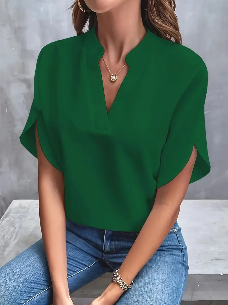 Blouse Fluide Décolleté en V | Chiffon Léger | Élégance Polyvalente | Série Éclat