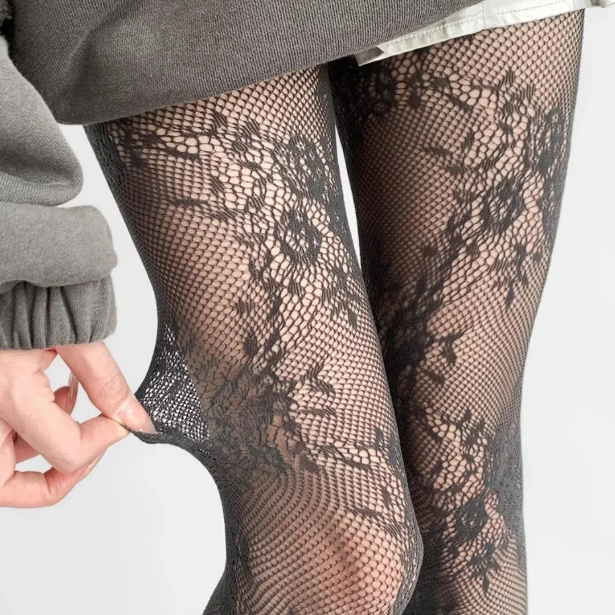 Collants en Dentelle pour Femme Dentelle Florale | Confort & Élastique