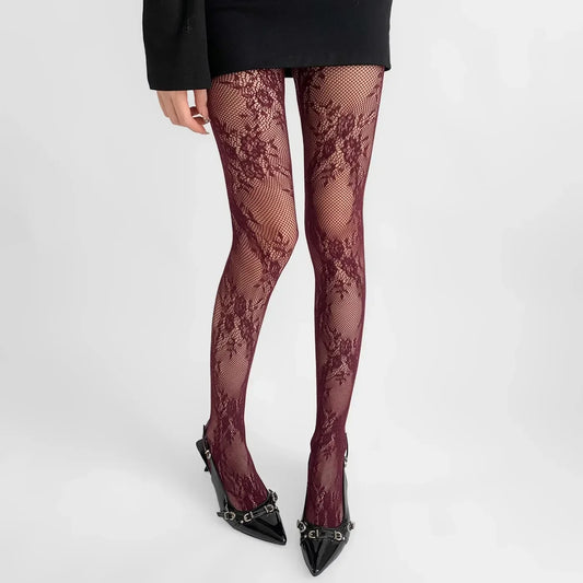 Collants en Dentelle pour Femme Dentelle Florale | Confort & Élastique