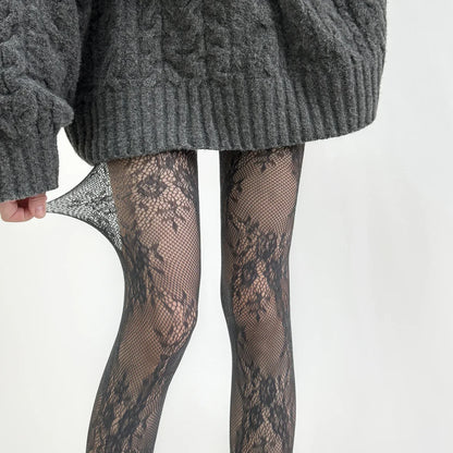 Collants en Dentelle pour Femme Dentelle Florale | Confort & Élastique