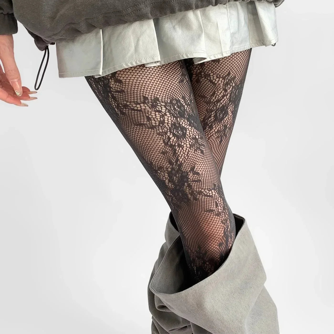 Collants en Dentelle pour Femme Dentelle Florale | Confort & Élastique