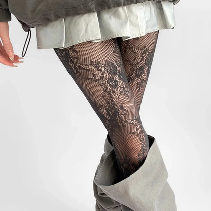 Collants en Dentelle pour Femme Dentelle Florale | Confort & Élastique