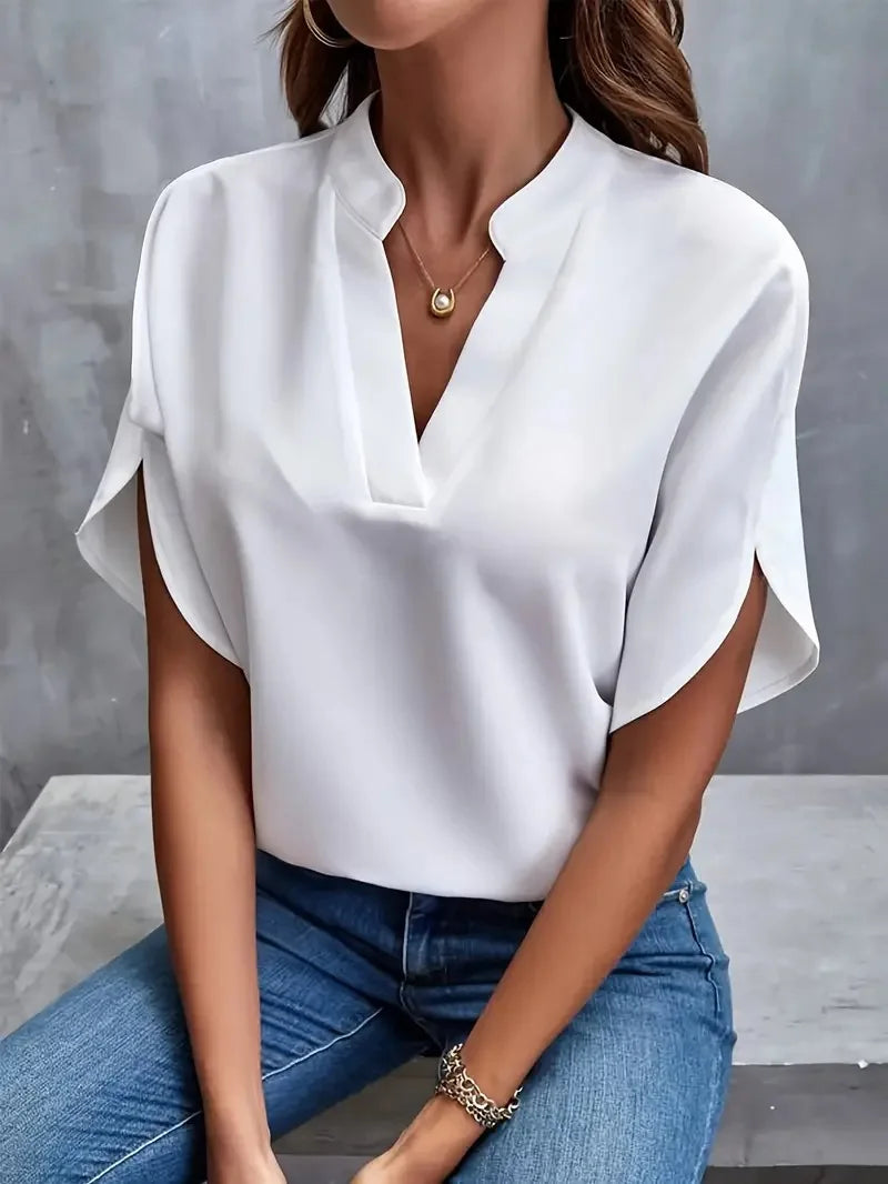 Blouse Fluide Décolleté en V | Chiffon Léger | Élégance Polyvalente | Série Éclat