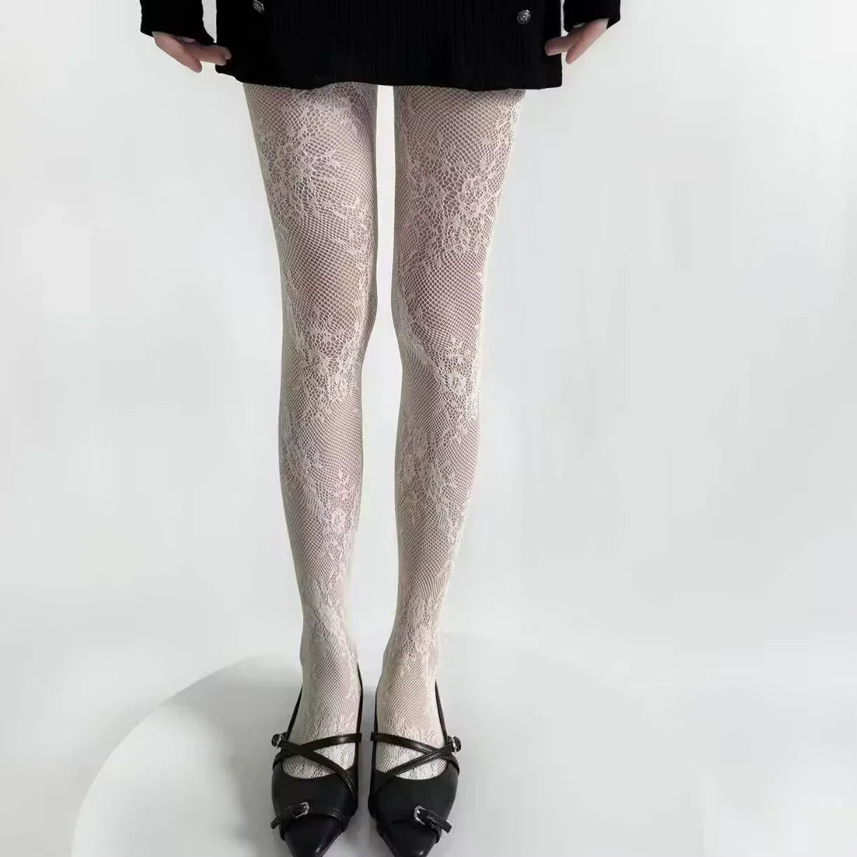 Collants en Dentelle pour Femme Dentelle Florale | Confort & Élastique
