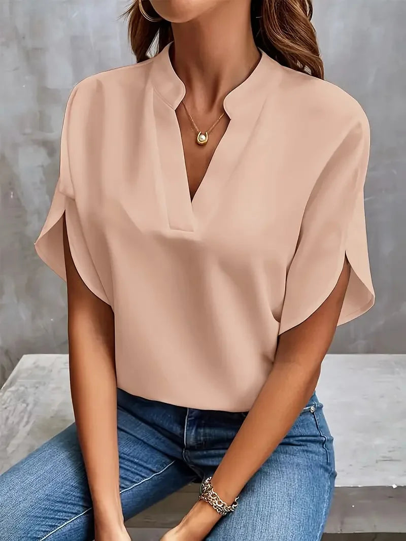 Blouse Fluide Décolleté en V | Chiffon Léger | Élégance Polyvalente | Série Éclat