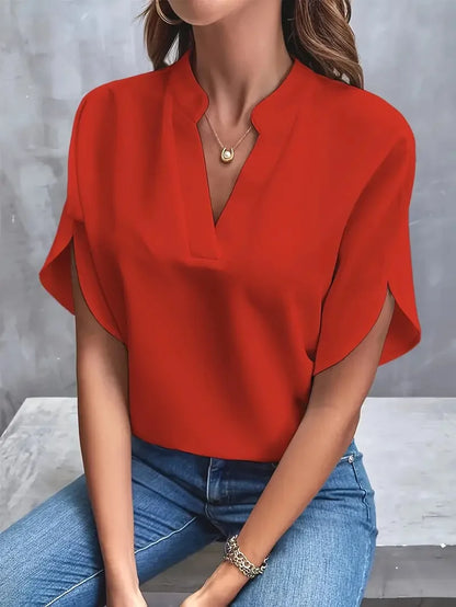 Blouse Fluide Décolleté en V | Chiffon Léger | Élégance Polyvalente | Série Éclat