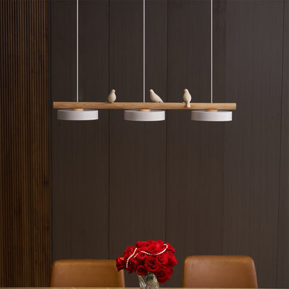 Oiseau Suspension Métal-Bois | LED Intégrée, Ampoule Incluse | Série Atelier