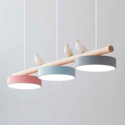 Oiseau Suspension Métal-Bois | LED Intégrée, Ampoule Incluse | Série Atelier