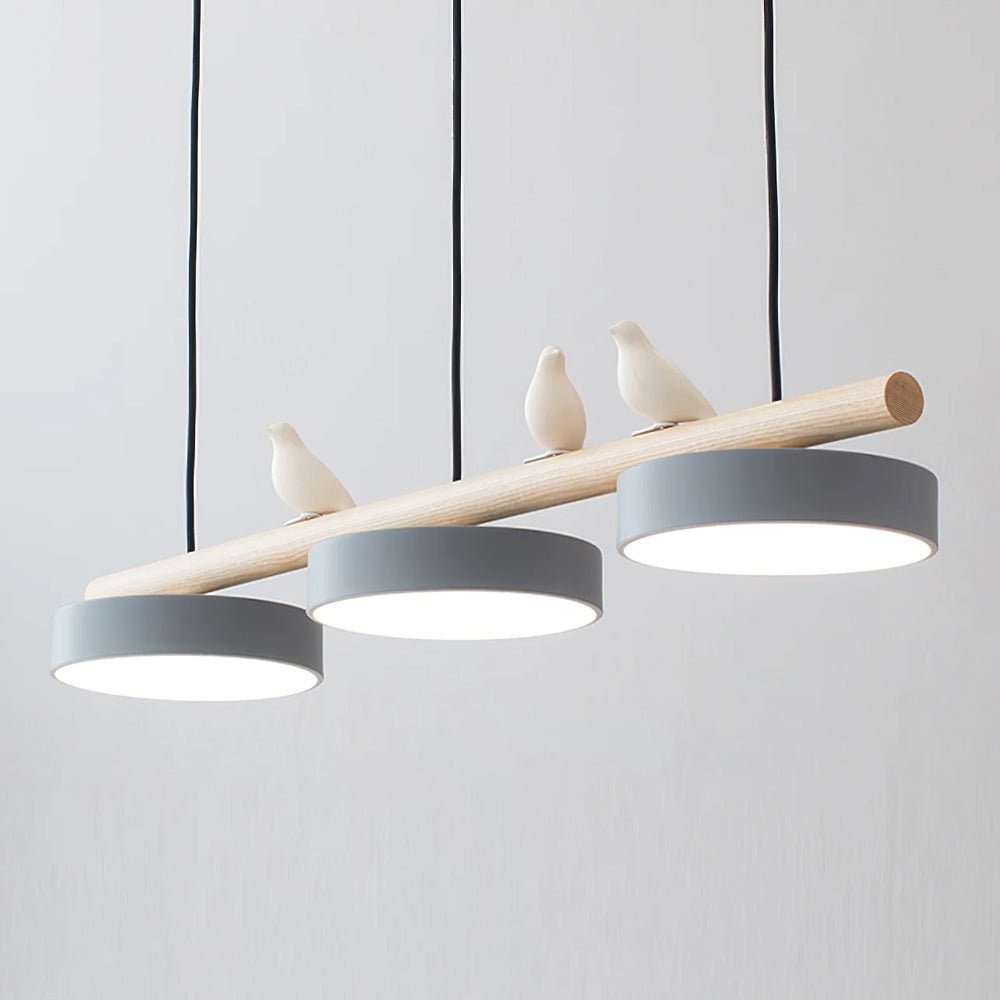 Oiseau Suspension Métal-Bois | LED Intégrée, Ampoule Incluse | Série Atelier