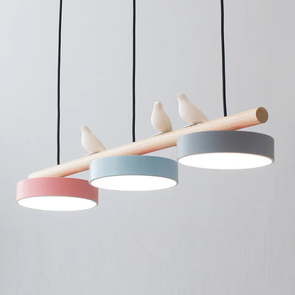 Oiseau Suspension Métal-Bois | LED Intégrée, Ampoule Incluse | Série Atelier