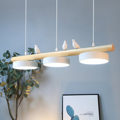 Oiseau Suspension Métal-Bois | LED Intégrée, Ampoule Incluse | Série Atelier