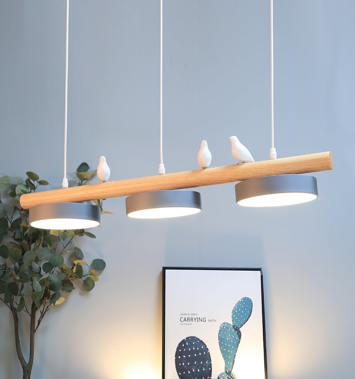 Oiseau Suspension Métal-Bois | LED Intégrée, Ampoule Incluse | Série Atelier