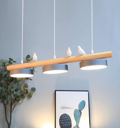 Oiseau Suspension Métal-Bois | LED Intégrée, Ampoule Incluse | Série Atelier