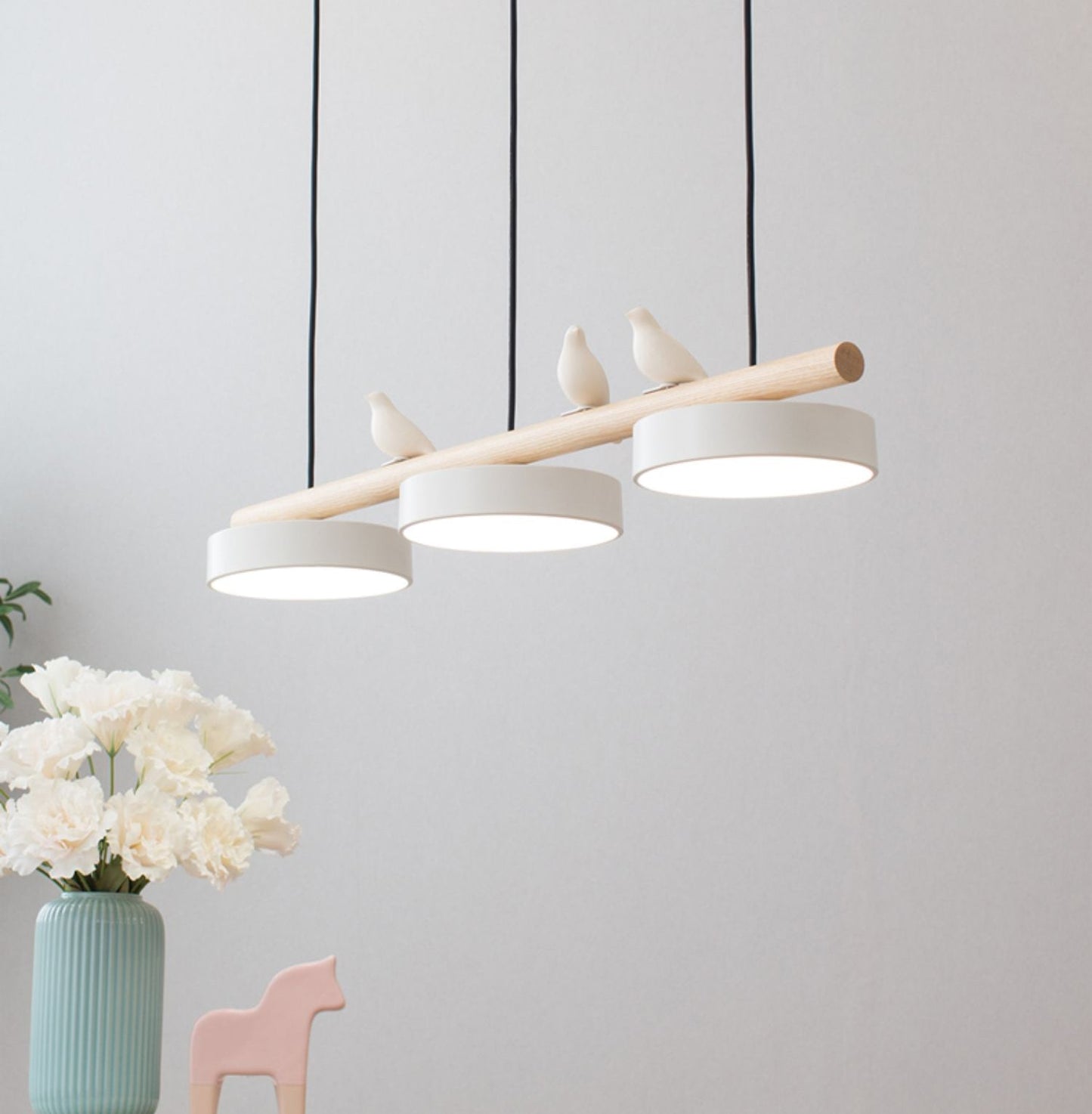 Oiseau Suspension Métal-Bois | LED Intégrée, Ampoule Incluse | Série Atelier
