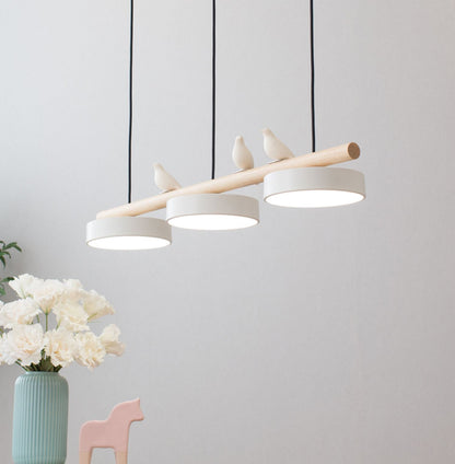 Oiseau Suspension Métal-Bois | LED Intégrée, Ampoule Incluse | Série Atelier