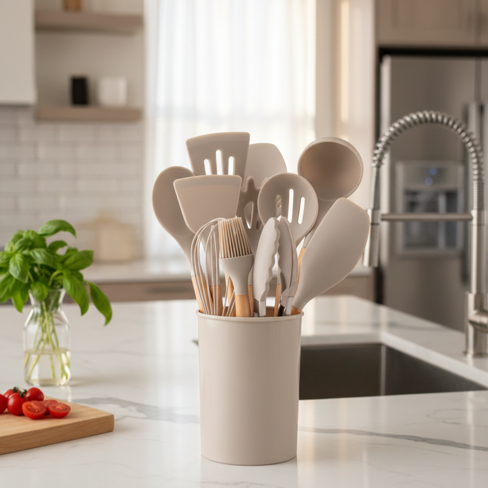 Ustensiles de Cuisine Silicone | Poignées Ergonomiques, Chaleur | ZenLine