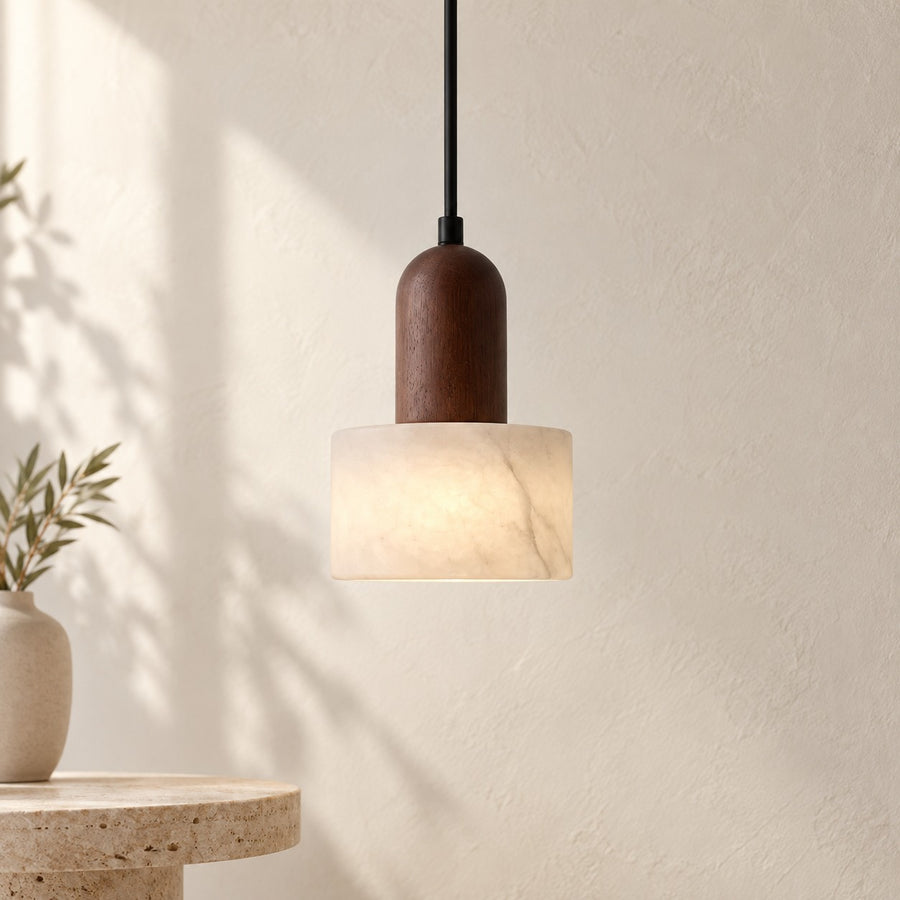 Suspension en marbre jade — finition noyer