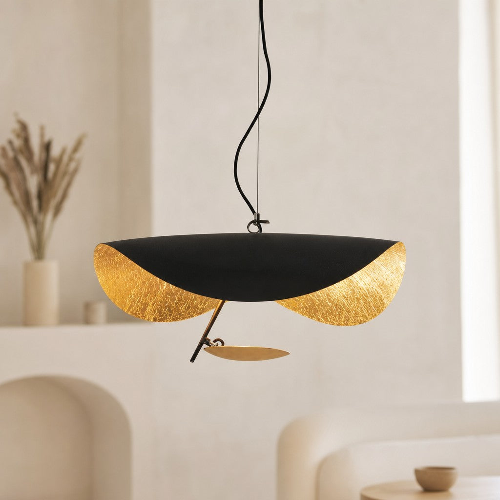 Suspension luminaire Métal | Câble réglable, Abat-jour feuille | Série Feuille
