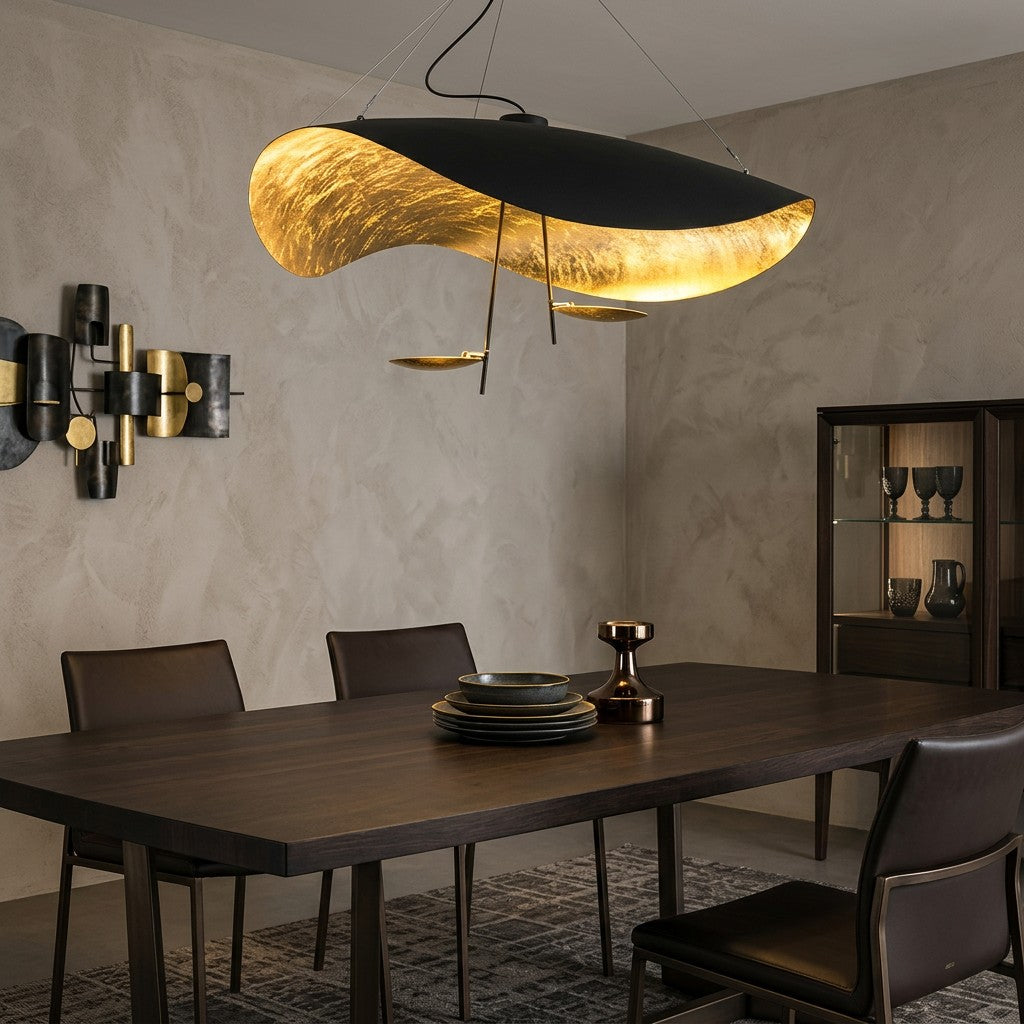 Suspension luminaire Métal | Câble réglable, Abat-jour feuille | Série Feuille
