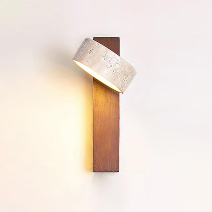Lampe Murale Travertin & Bois | LED Intégrée Lumière 3000K | Ligne Élégance