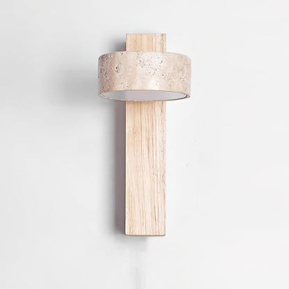 Lampe Murale Travertin & Bois | LED Intégrée Lumière 3000K | Ligne Élégance