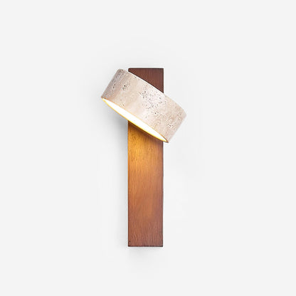 Lampe Murale Travertin & Bois | LED Intégrée Lumière 3000K | Ligne Élégance