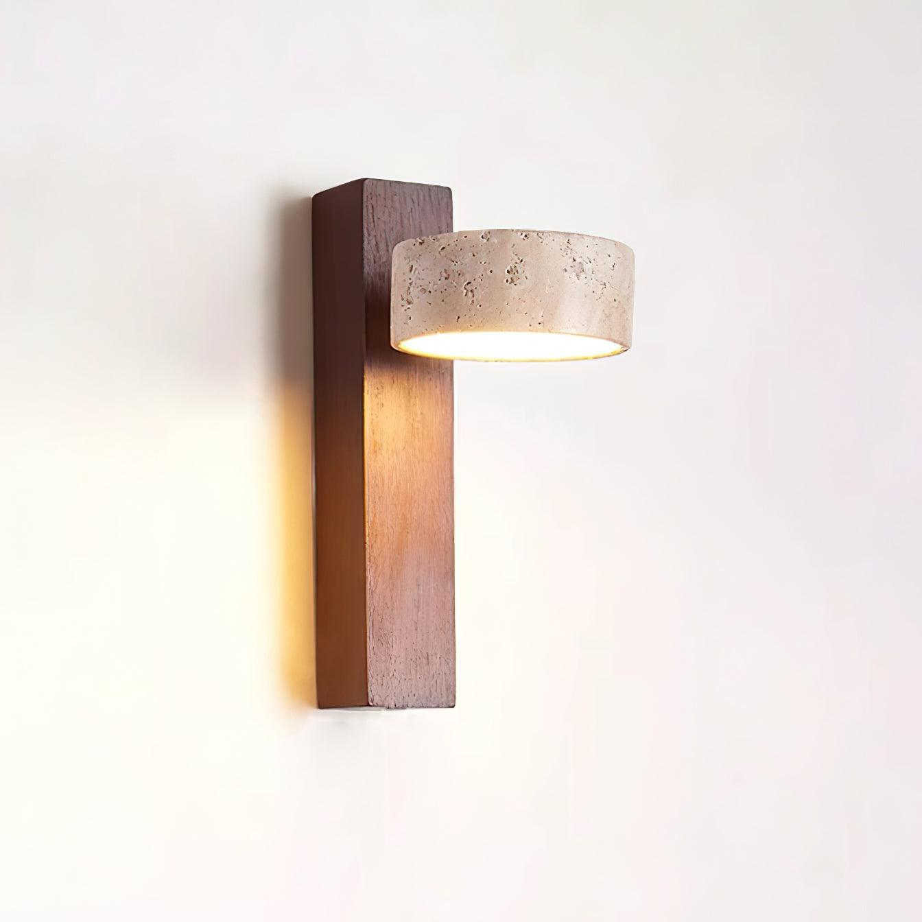 Lampe Murale Travertin & Bois | LED Intégrée Lumière 3000K | Ligne Élégance