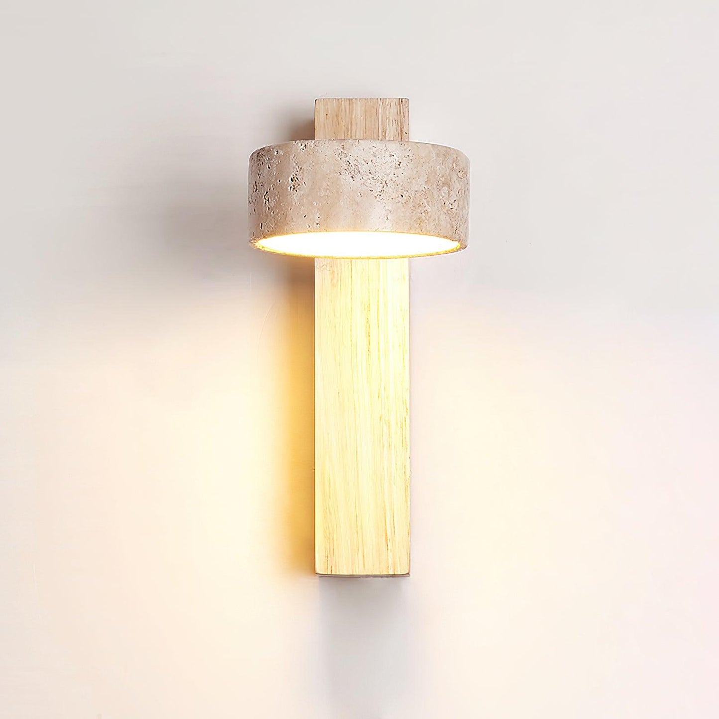 Lampe Murale Travertin & Bois | LED Intégrée Lumière 3000K | Ligne Élégance