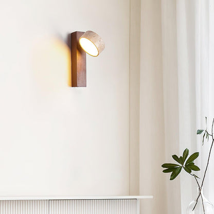 Lampe Murale Travertin & Bois | LED Intégrée Lumière 3000K | Ligne Élégance