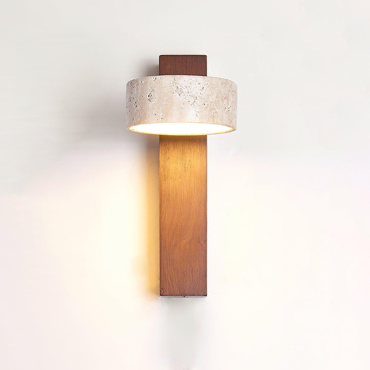 Lampe Murale Travertin & Bois | LED Intégrée Lumière 3000K | Ligne Élégance