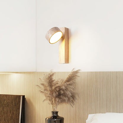 Lampe Murale Travertin & Bois | LED Intégrée Lumière 3000K | Ligne Élégance