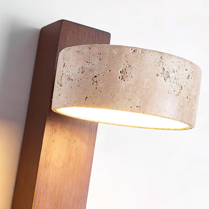 Lampe Murale Travertin & Bois | LED Intégrée Lumière 3000K | Ligne Élégance