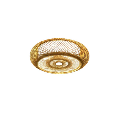 Lampe de Plafond Bambou Naturel Rotin Tissé | LED Compatible | 110-240V