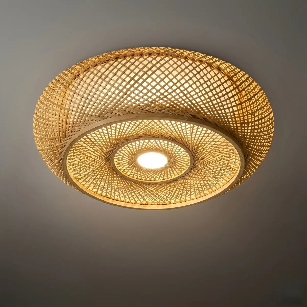 Lampe de Plafond Bambou Naturel Rotin Tissé | LED Compatible | 110-240V