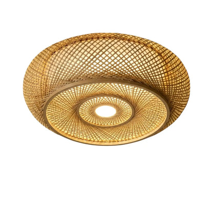 Lampe de Plafond Bambou Naturel Rotin Tissé | LED Compatible | 110-240V