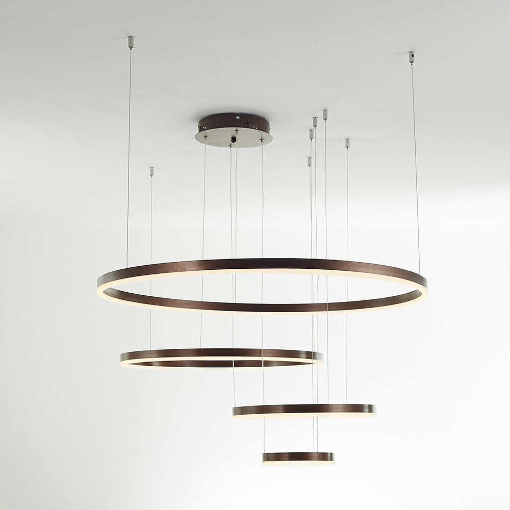 Suspension Anneau Moderne Métal Noir Doré | À Gradation | Câble Ajustable