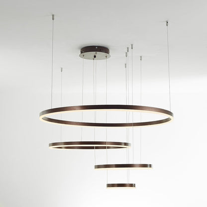 Suspension Anneau Moderne Métal Noir Doré | À Gradation | Câble Ajustable