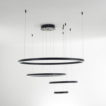 Suspension Anneau Moderne Métal Noir Doré | À Gradation | Câble Ajustable