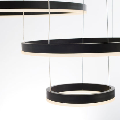 Suspension Anneau Moderne Métal Noir Doré | À Gradation | Câble Ajustable