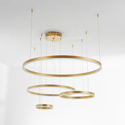 Suspension Anneau Moderne Métal Noir Doré | À Gradation | Câble Ajustable
