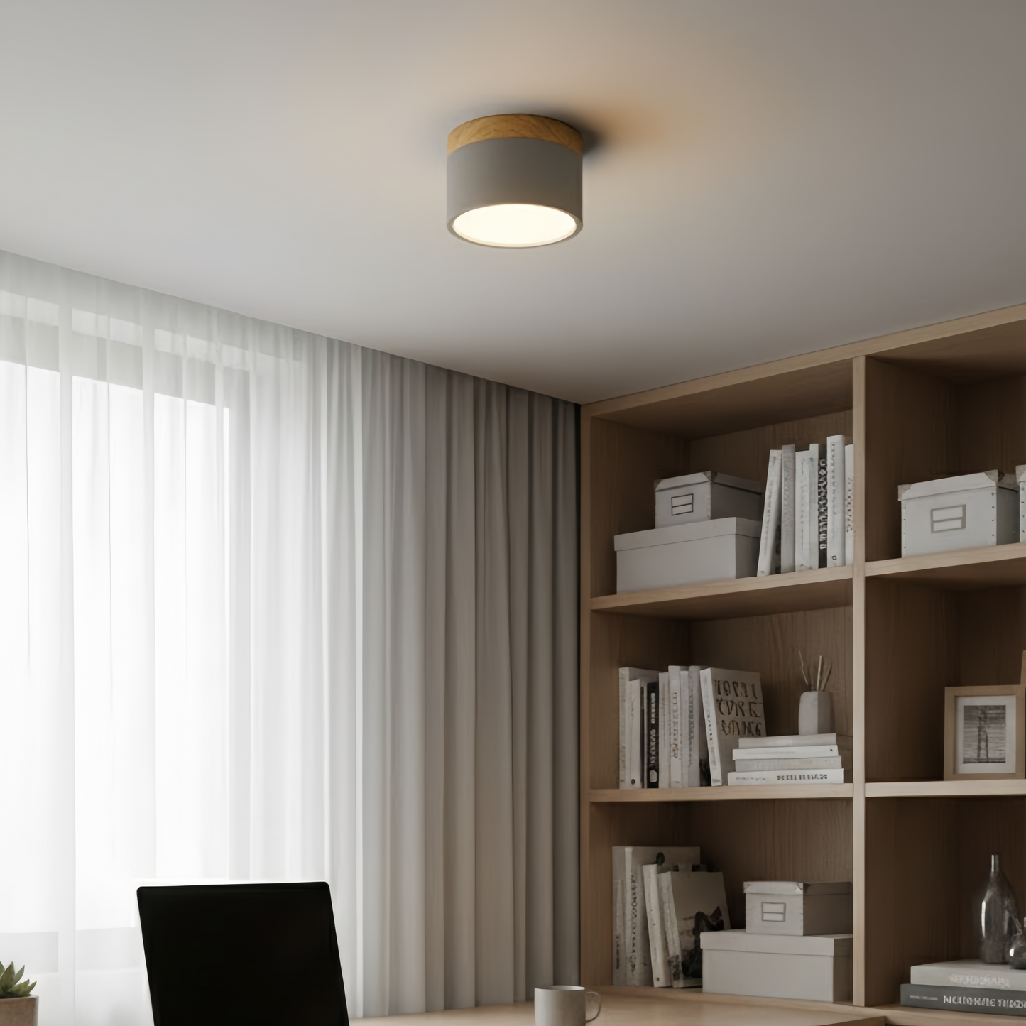 Plafonnier LED Cylindre Nordique Bois | 3 Températures couleur LED SMD | Épure