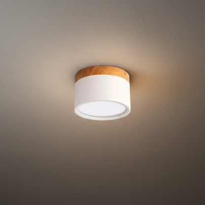 Plafonnier LED Cylindre Nordique Bois | 3 Températures couleur LED SMD | Épure