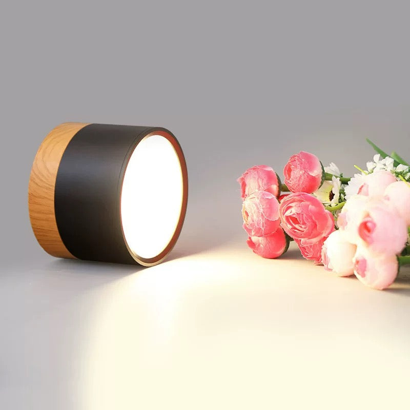 Plafonnier LED Cylindre Nordique Bois | 3 Températures couleur LED SMD | Épure