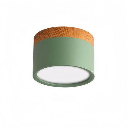 Plafonnier LED Cylindre Nordique Bois | 3 Températures couleur LED SMD | Épure