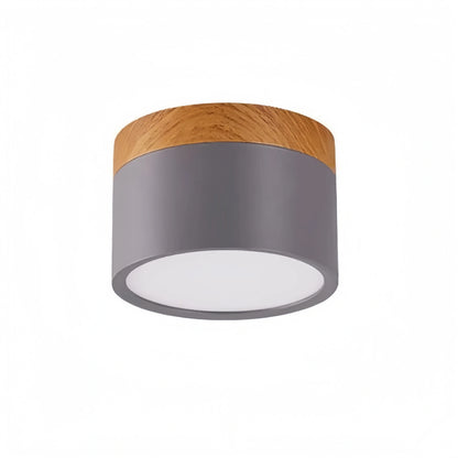 Plafonnier LED Cylindre Nordique Bois | 3 Températures couleur LED SMD | Épure